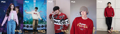 多位艺人上身FILA新春系列“腮红毛衣”“抓马毛衣”与“抓马卫衣”